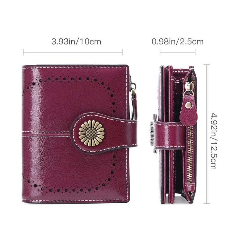 SENDEFN Small Womens Wallet Leather Bifold Card Holder RFID Blocking with Zipper Coin Pocket - Image 3